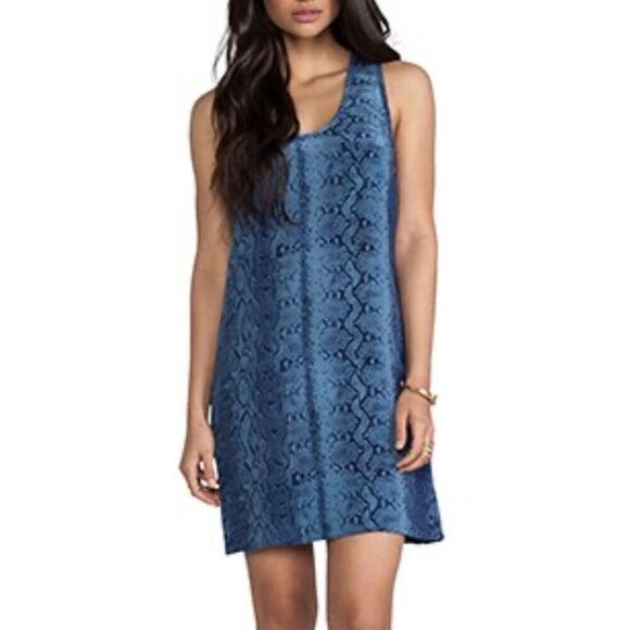 Joie Blue Snakeskin Animal Print Racerback Dress Size XS - Picture 1 of 7